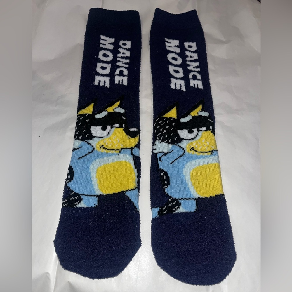 Bluey Fuzzy Dance Mode Blue Socks